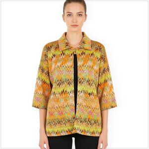 Grayse Kelly & Marie Gray St. John Colorful Zig Zag Knit Boxy Jacket Top NWT S